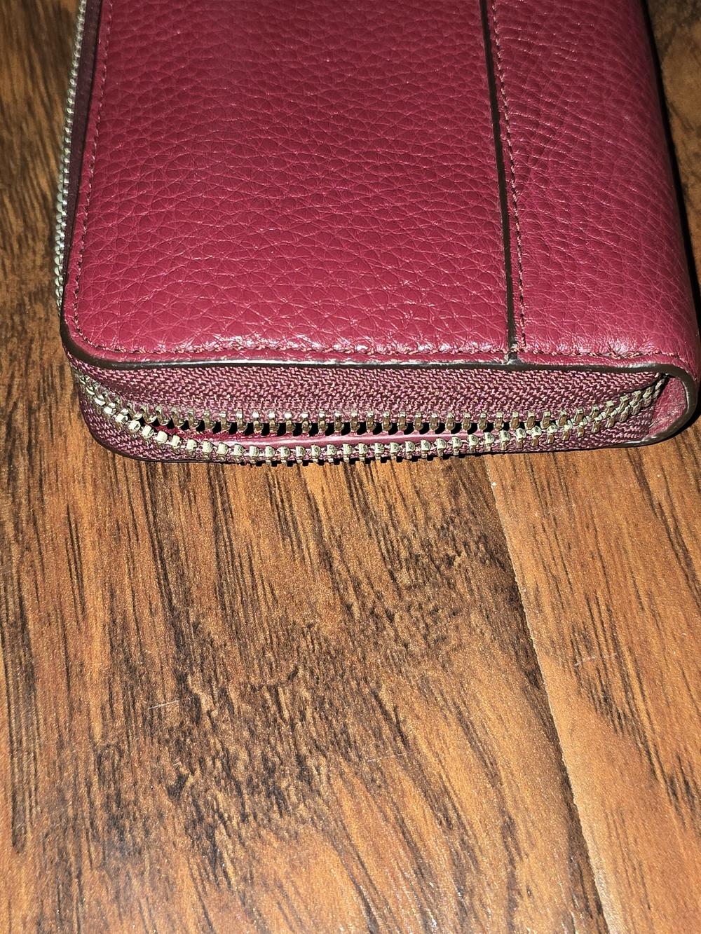 Coach Pebbled Leather Zip Wallet - Raspberry - Picture 2 of 13